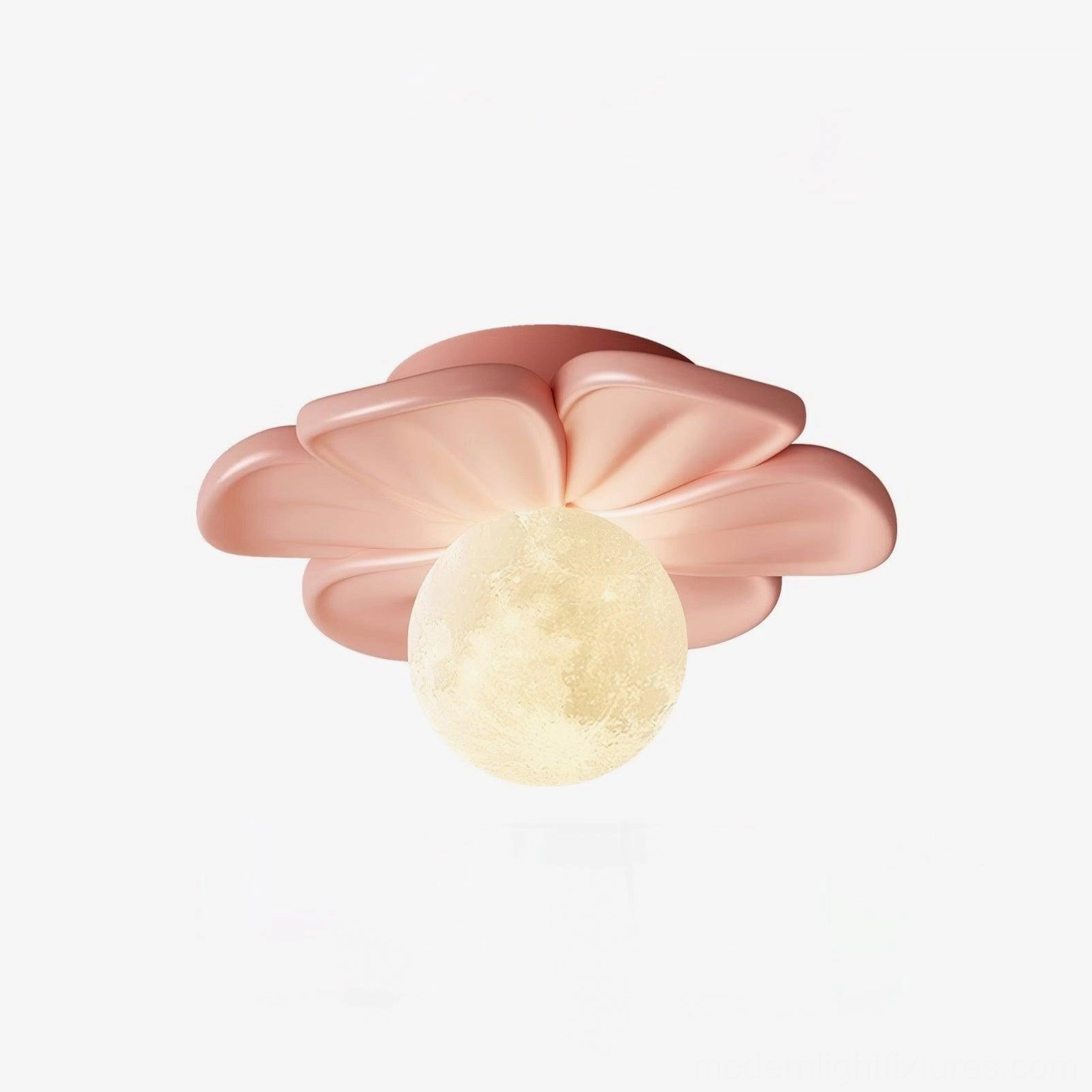 Giulia model B pink flower ceiling light with moon-shaped diffuser and color-changing LED technology