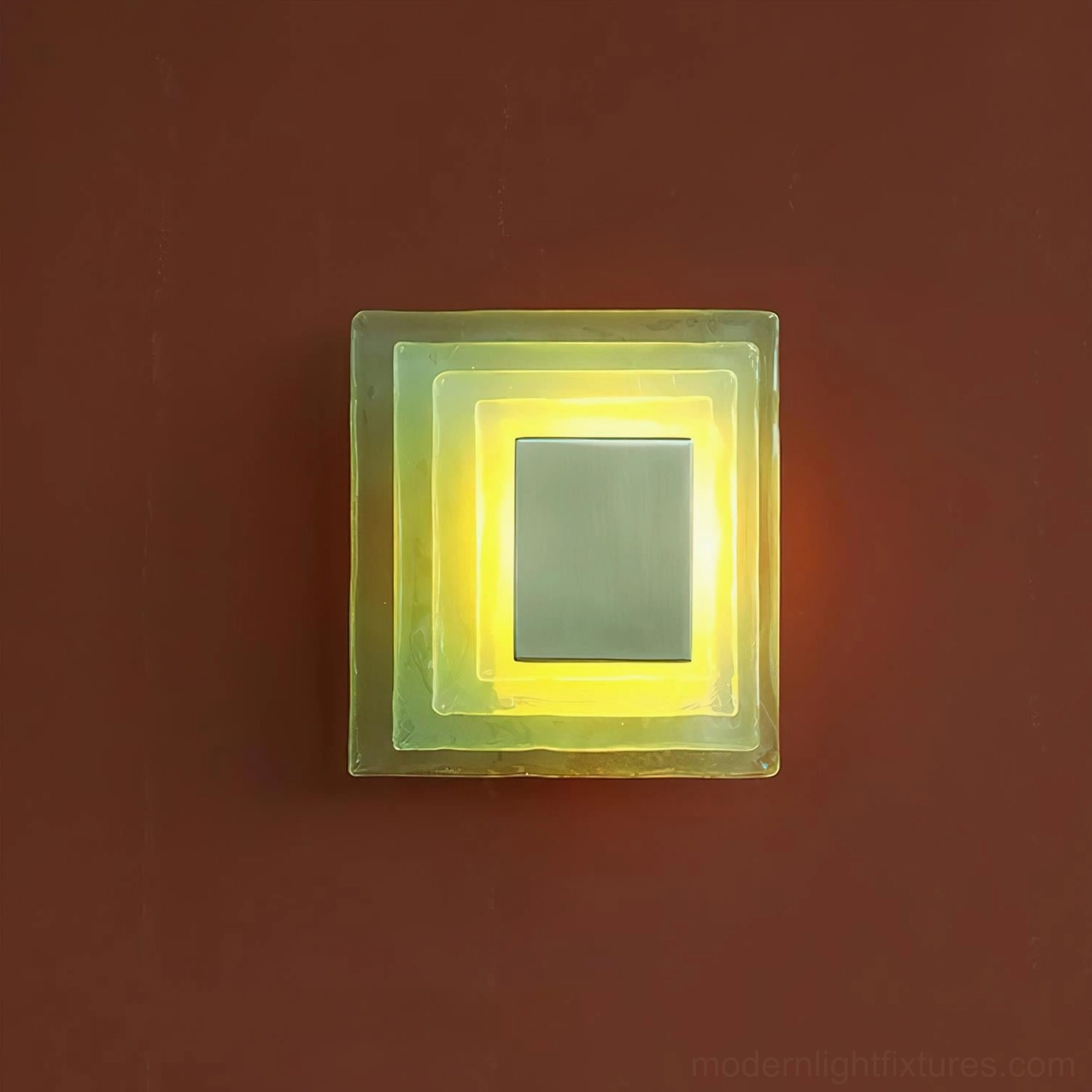 Glacira frosted glass wall sconce styled in minimalist bathroom setting, warm light on neutral wall decor
