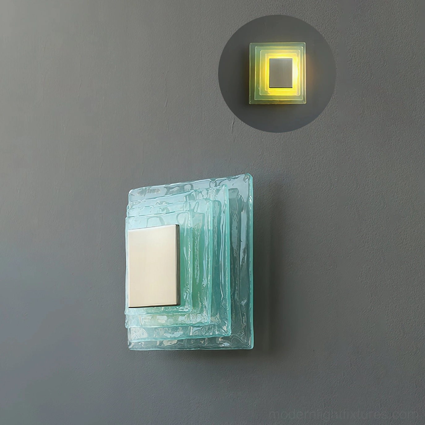 Glacira wall sconce blue glass yellow acrylic variant, dynamic cool and warm tone modern wall fixture