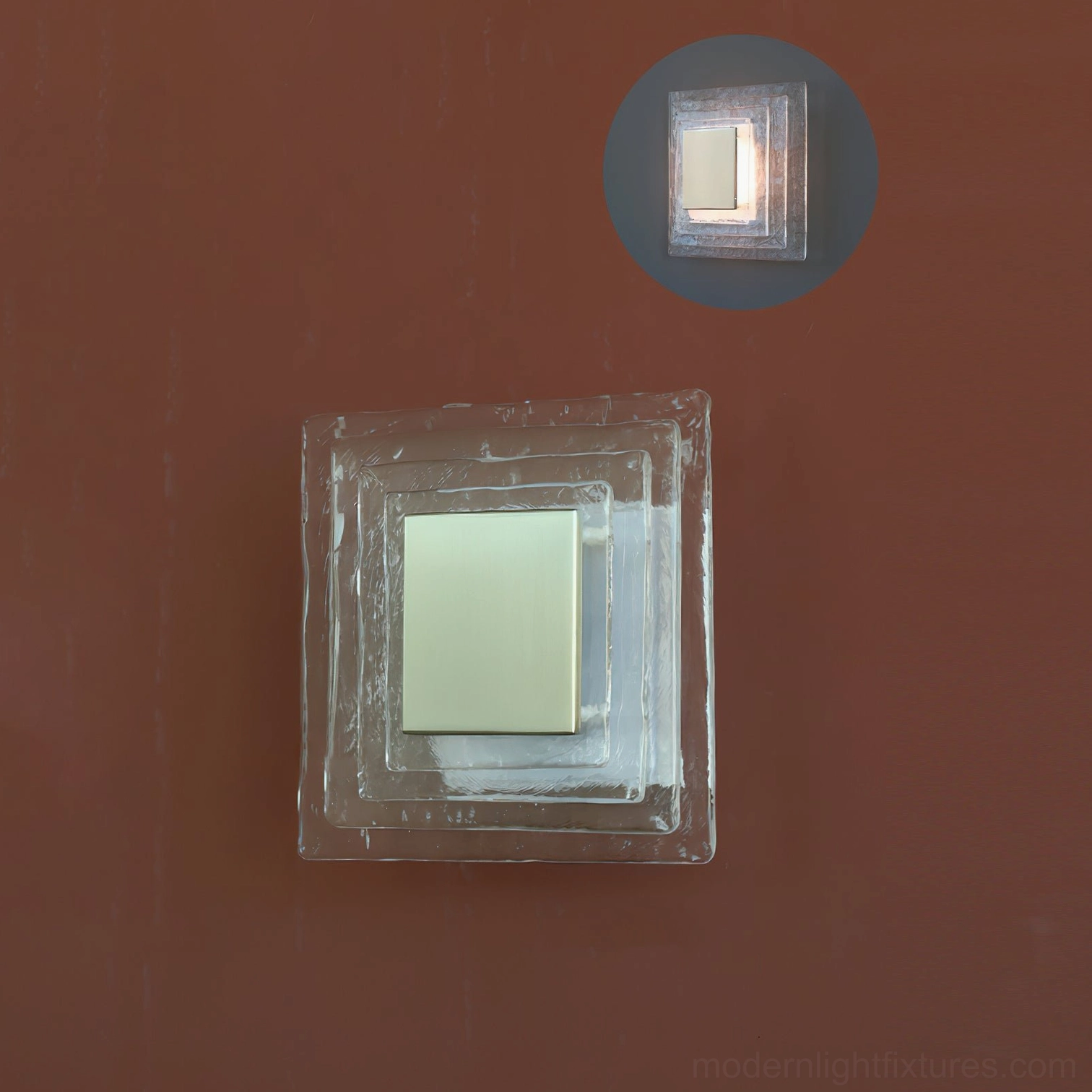 Glacira wall sconce clear glass white acrylic, neutral minimalist contemporary wall lighting fixture