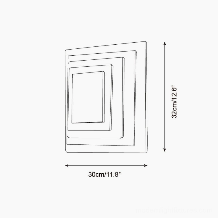 Glacira wall sconce dimension drawing specifications, large size 30cm x 32cm technical illustration