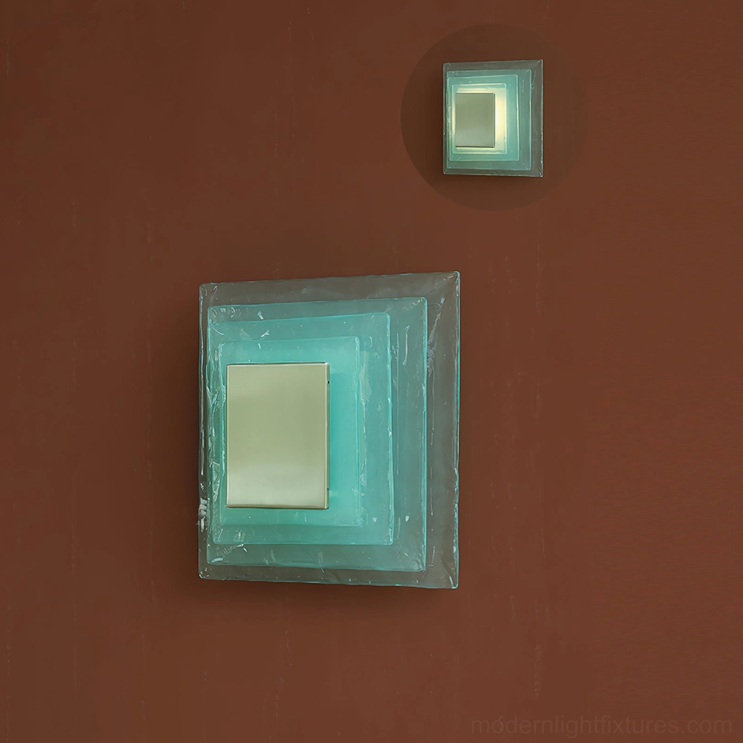 Glacira wall sconce large size 30cm blue glass white acrylic, cool tone frosted glass fixture