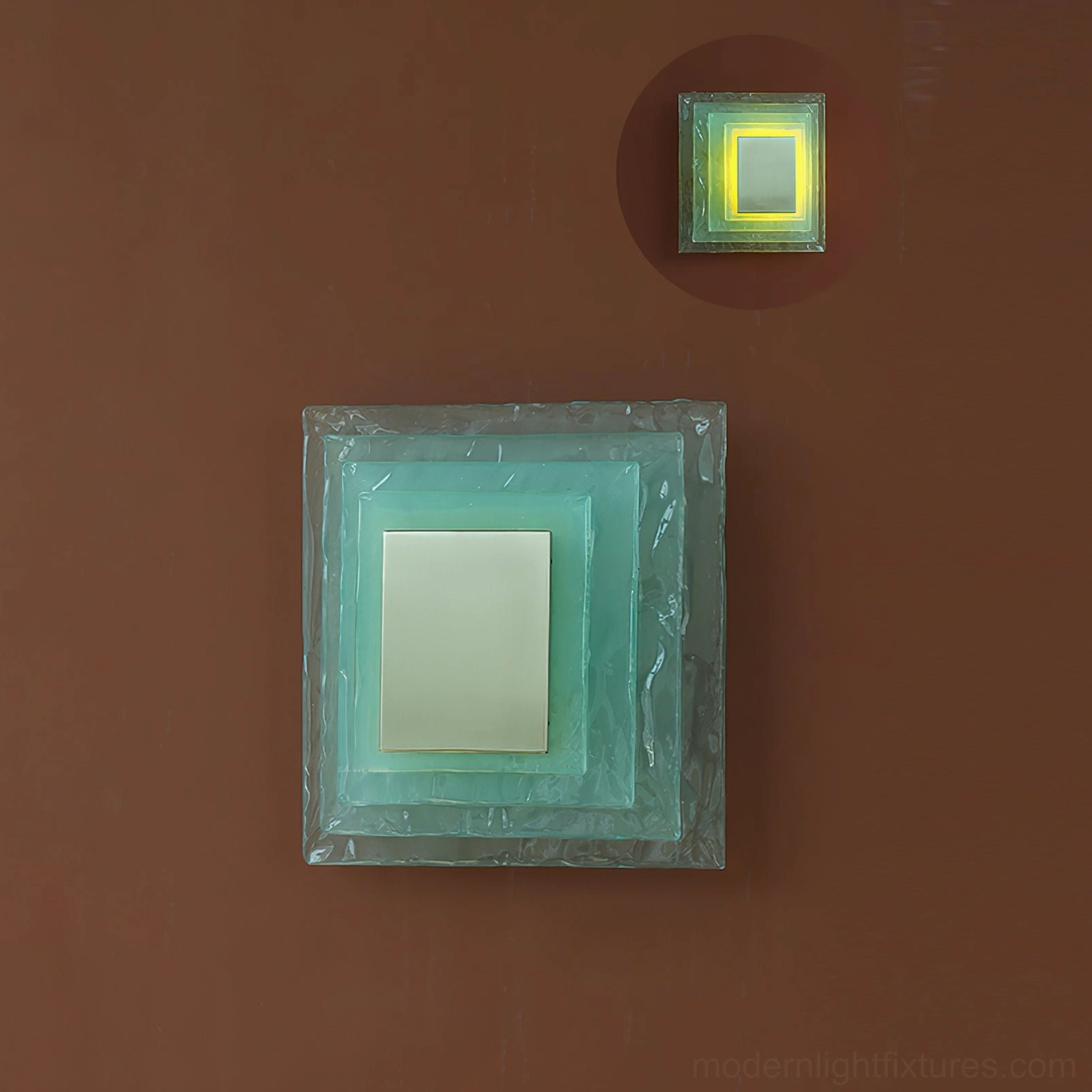Glacira wall sconce large size 30cm blue glass yellow acrylic contemporary frosted glass design