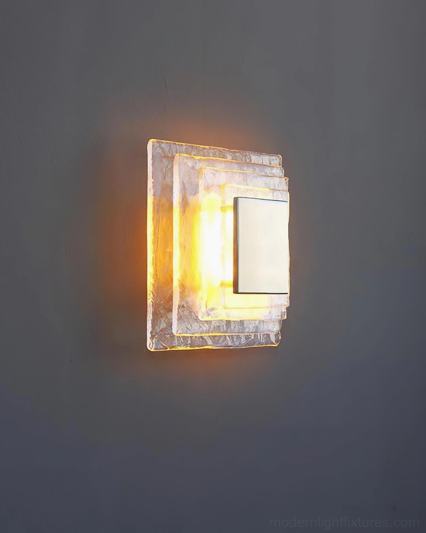 Glacira frosted glass wall sconce outdoor patio application, damp-rated modern lighting for covered spaces