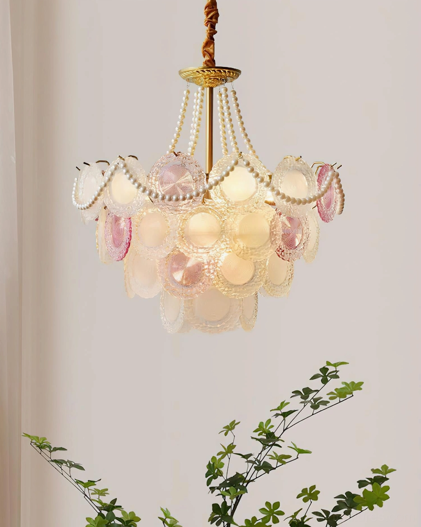 Violaire chandelier color options available in gold brass white and pink metal finish with glass combinations