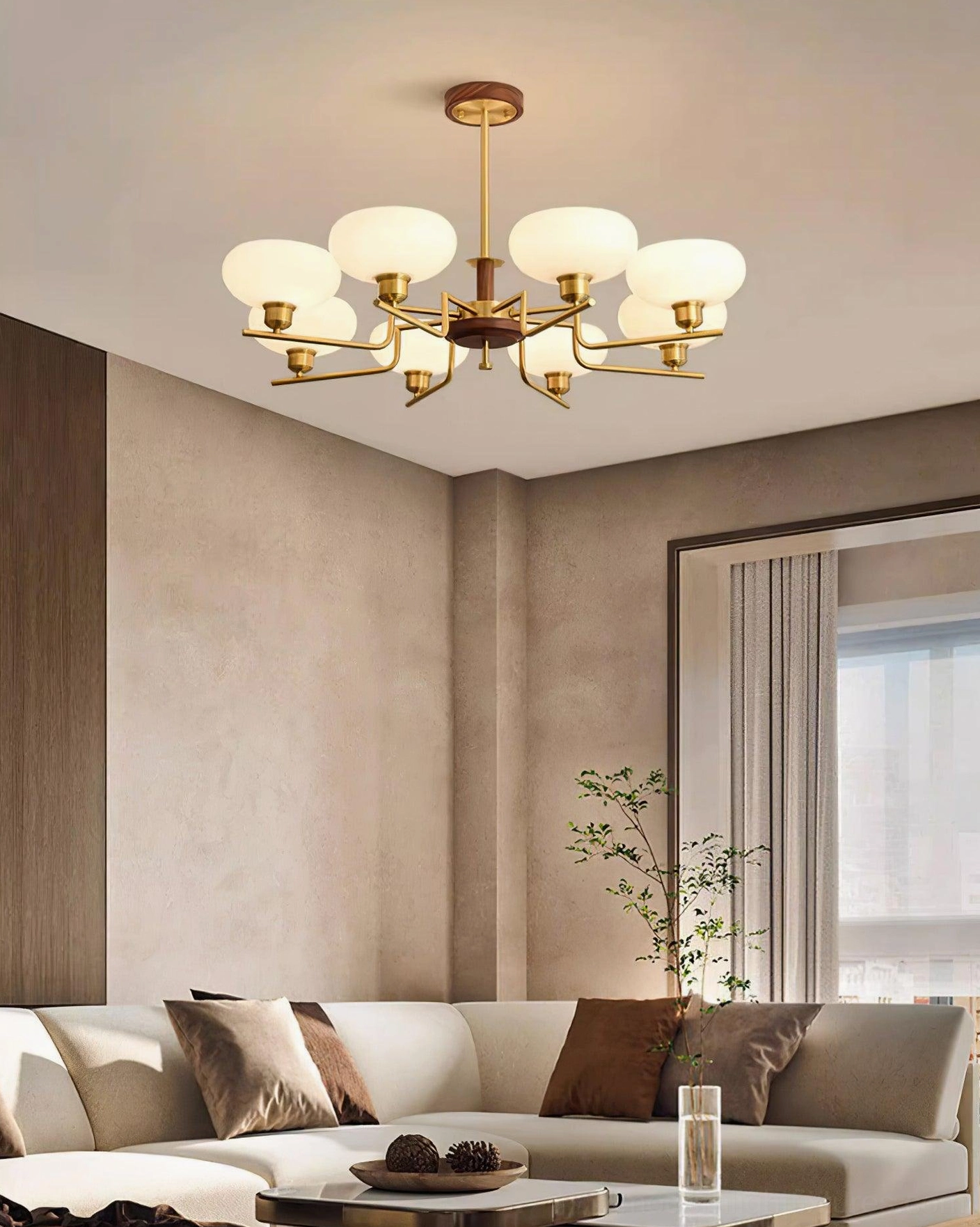 Multiple configuration modern glass pendant chandeliers size comparison 3-head 5-head 8-head specifications