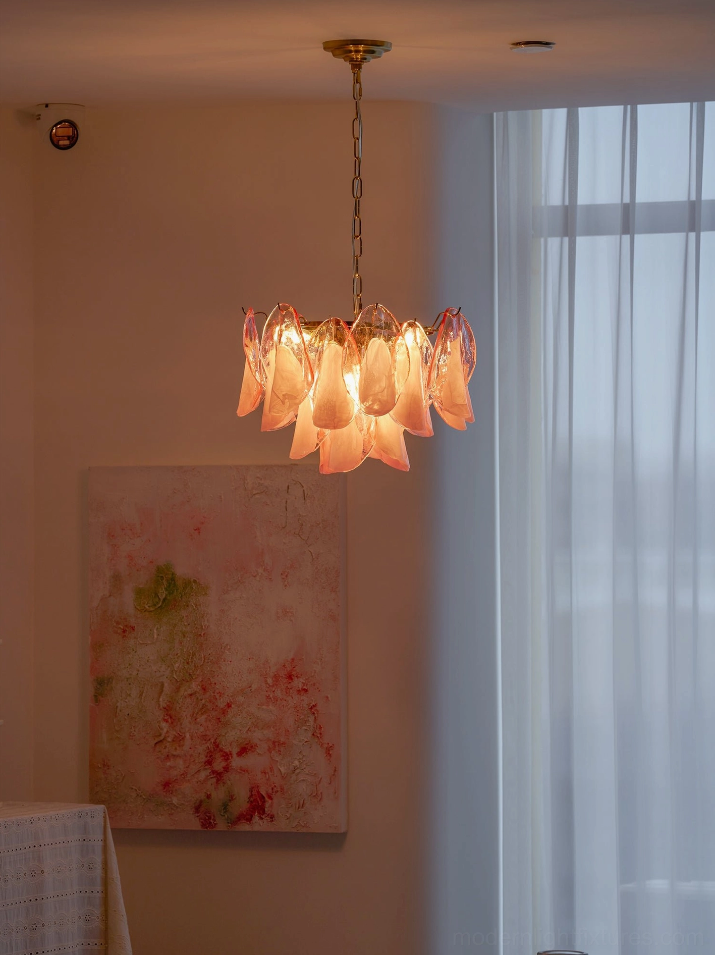 Botanical glass petal pendant light weight and material specifications reference guide