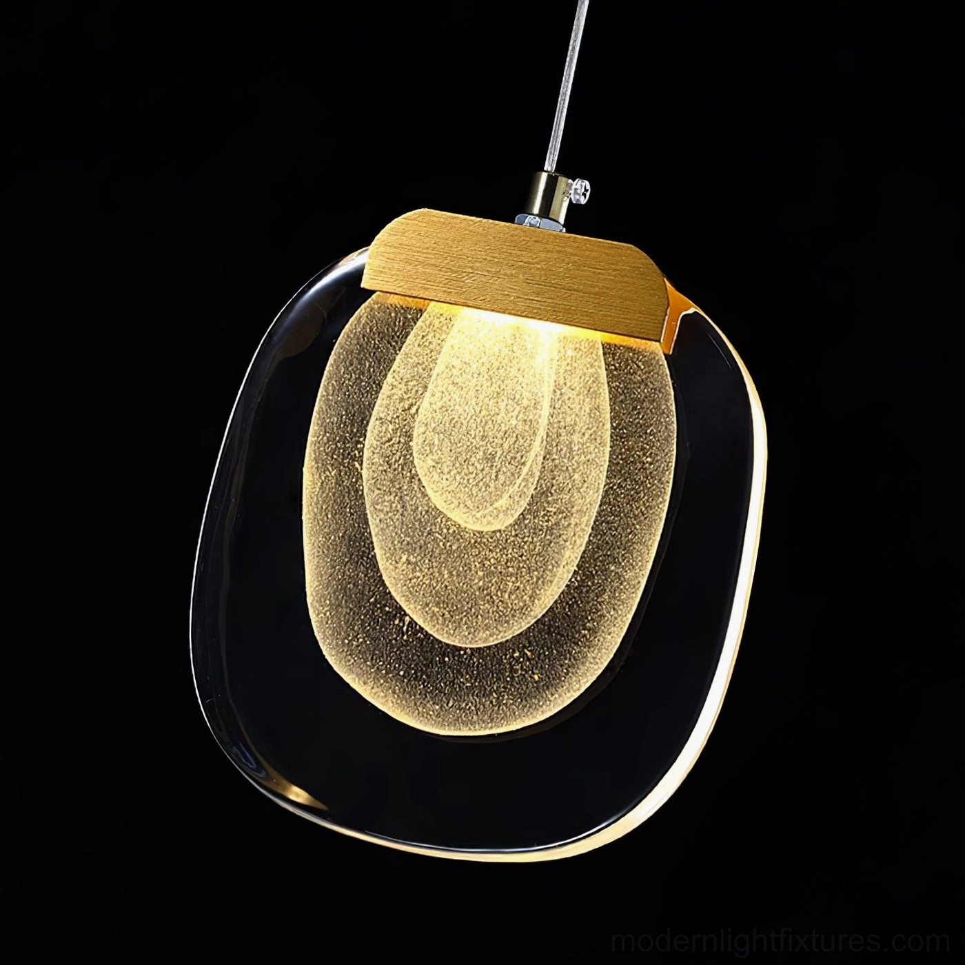 Close-up detail of glass ripples pendant light showing layered frosted bubble glass interior