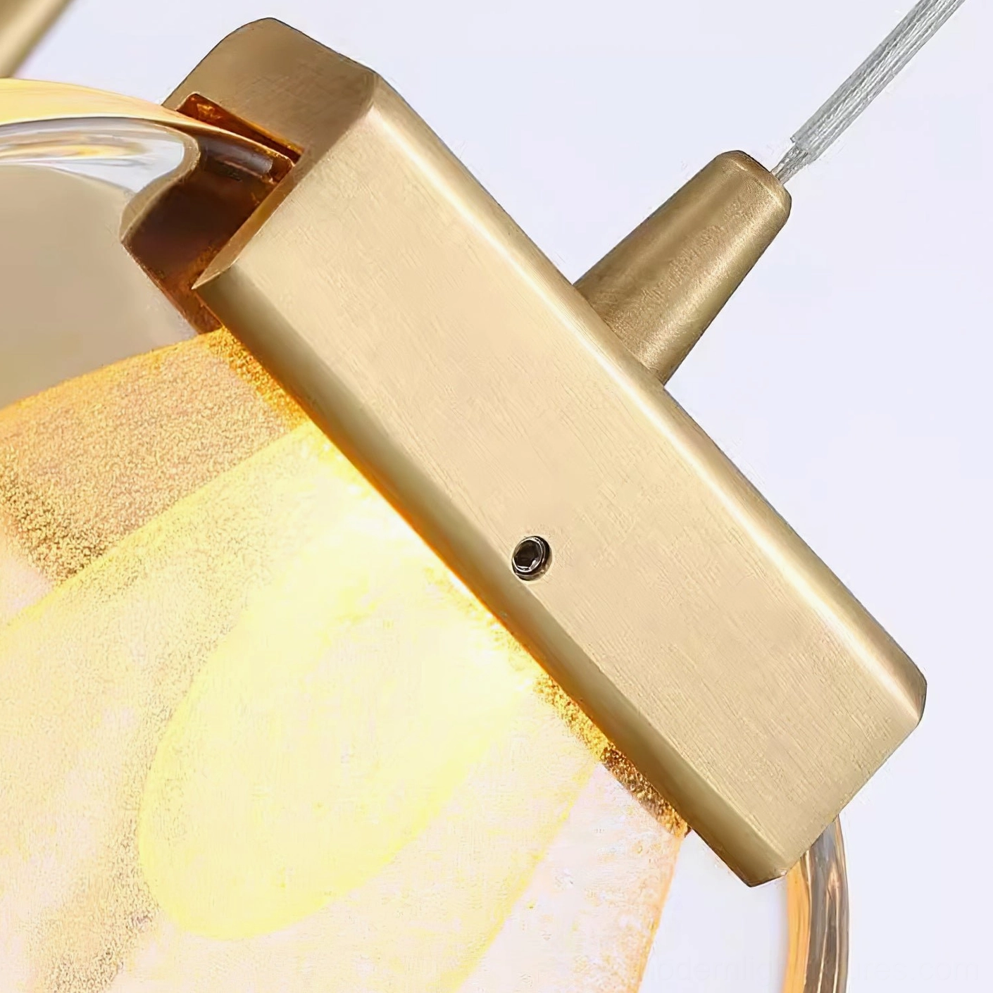 Modern glass ripples pendant light suspended from ceiling showing full fixture and cord length