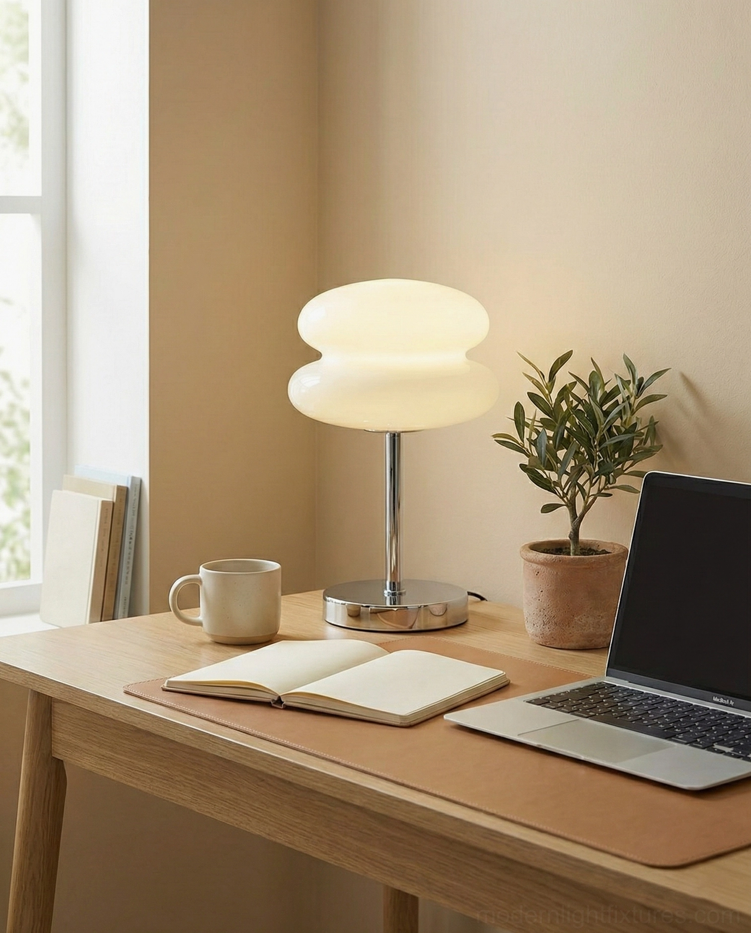 Modern glass table lamp with E26 E27 socket compatibility and LED bulb illumination