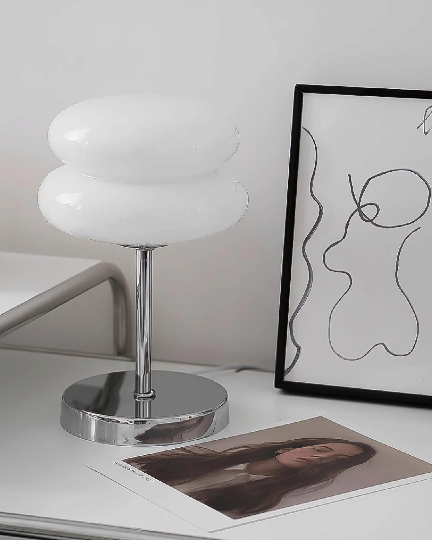 Modern glass table lamp with push-button switch and dimmer switch compatibility feature