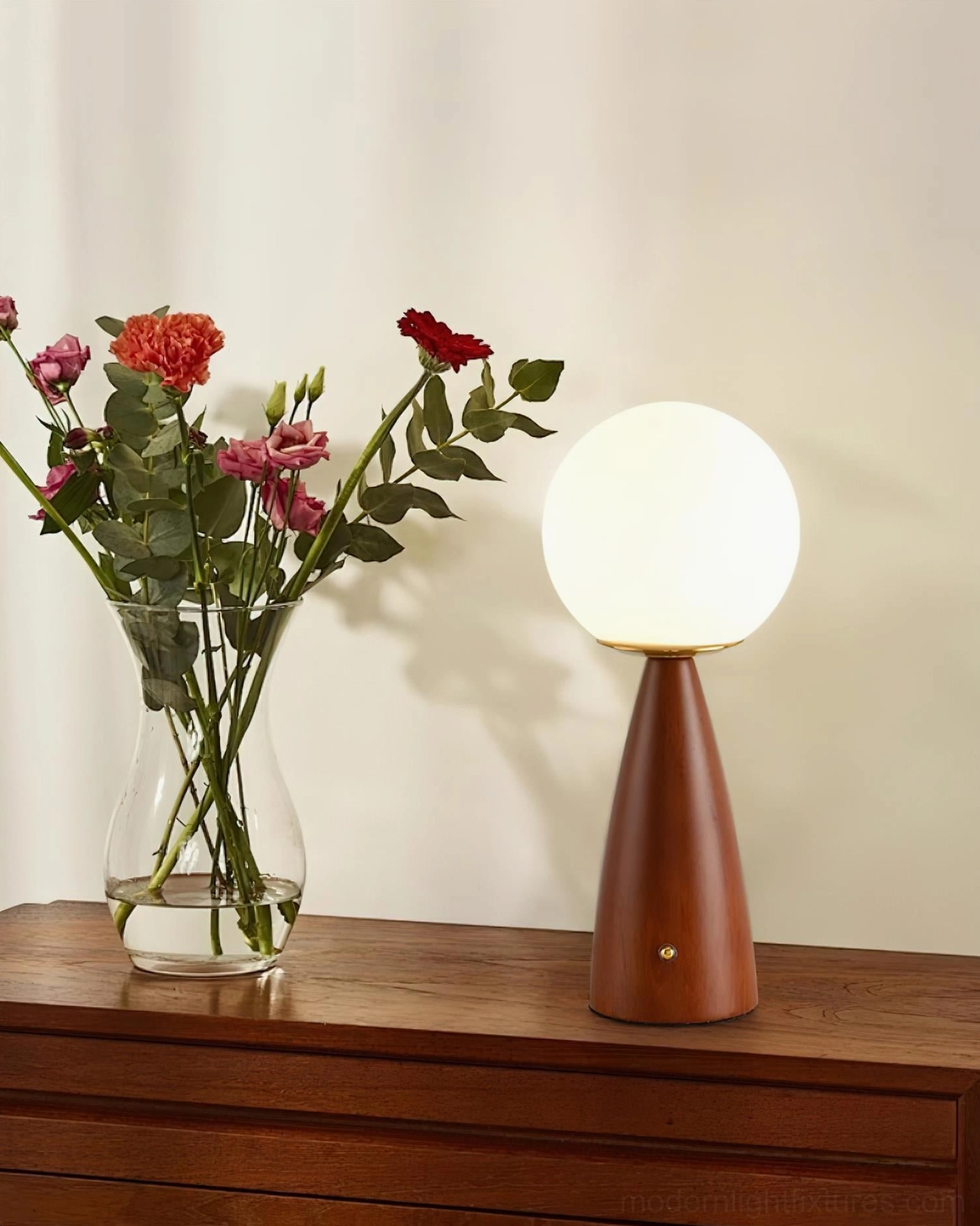 Gleason mid-century globe lamp positioned as decorative accent light in contemporary living space