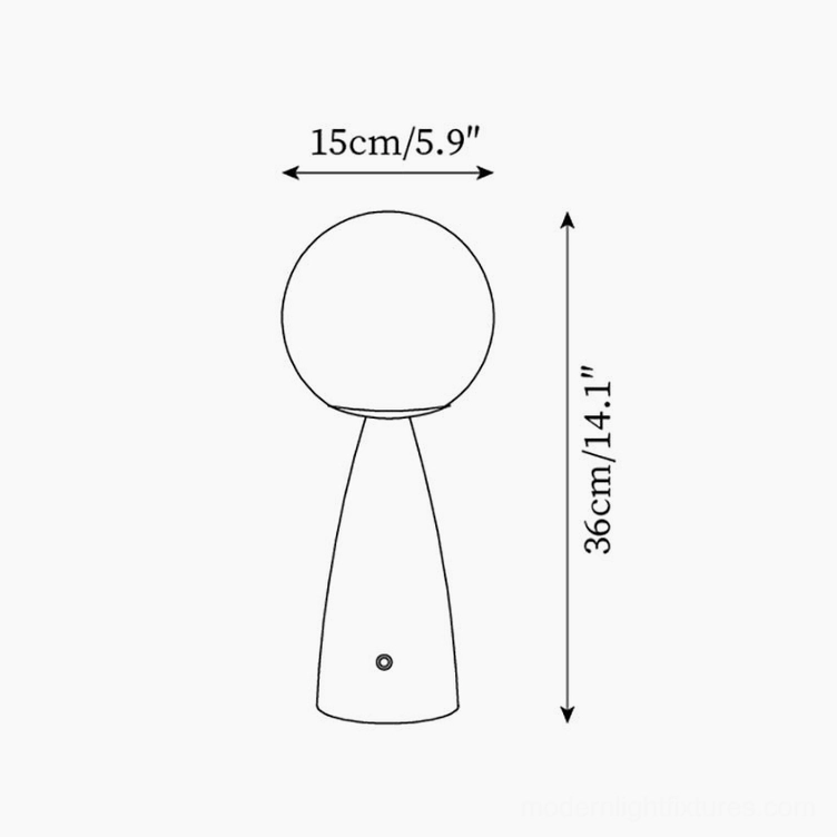 Gleason table lamp technical drawing with tapered solid wood base design and dimensional measurements