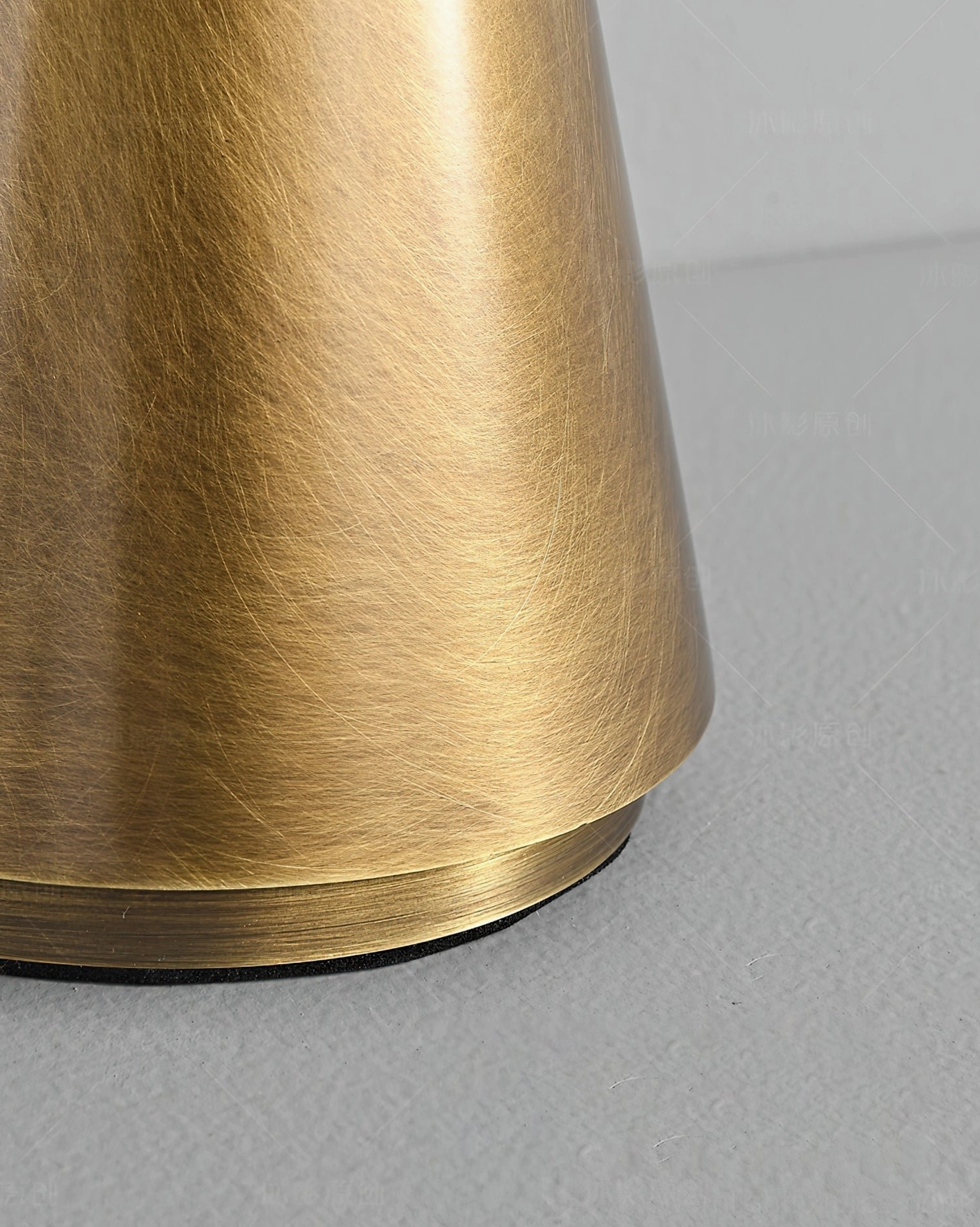 Minimalist sculptural table lamp with tapered metal cone and handcrafted crystal light element, luxury home decor accent piece