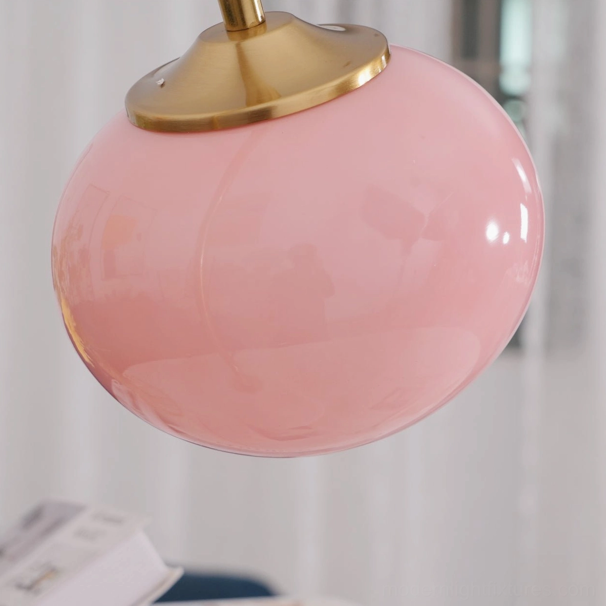 Globe table lamp with botanical plant decor styling in bohemian interior aesthetic