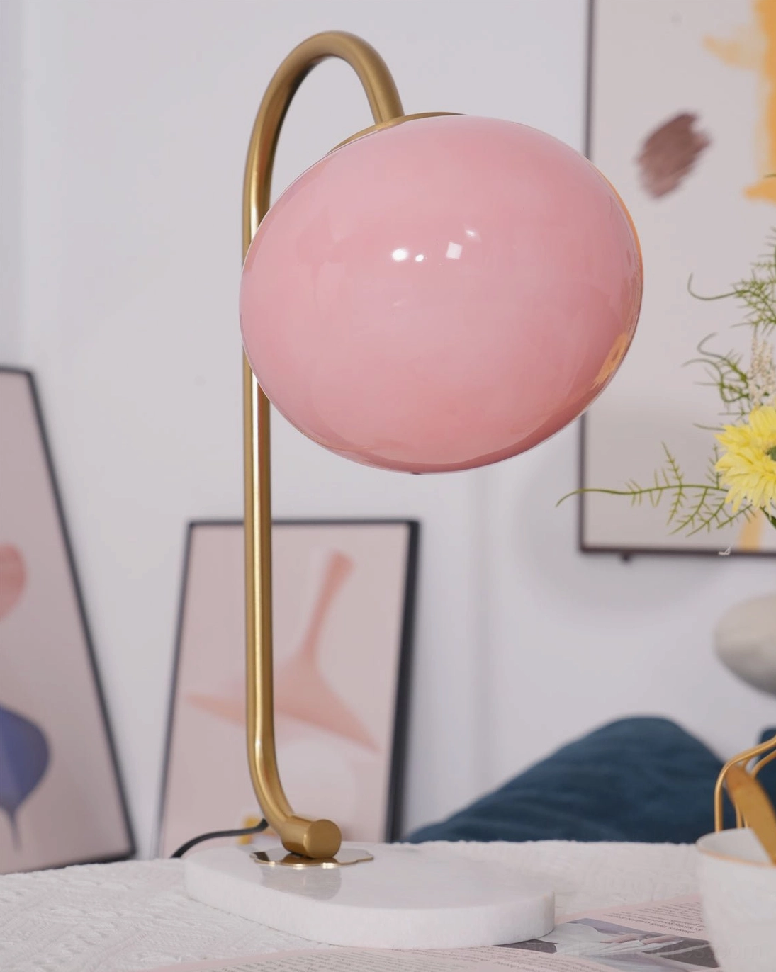 Library reading nook globe table lamp providing focused intimate light for books