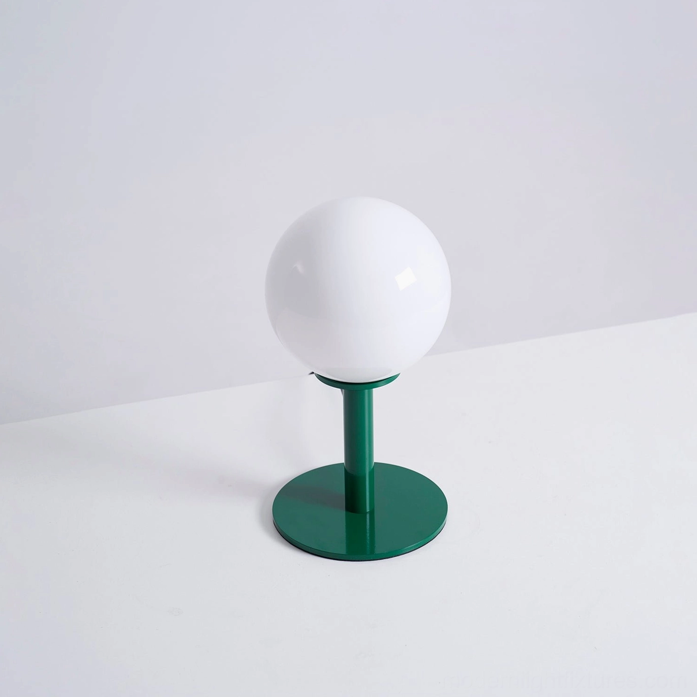 Colorful globe table lamp collection showcase all color variations chrome green beige pink white
