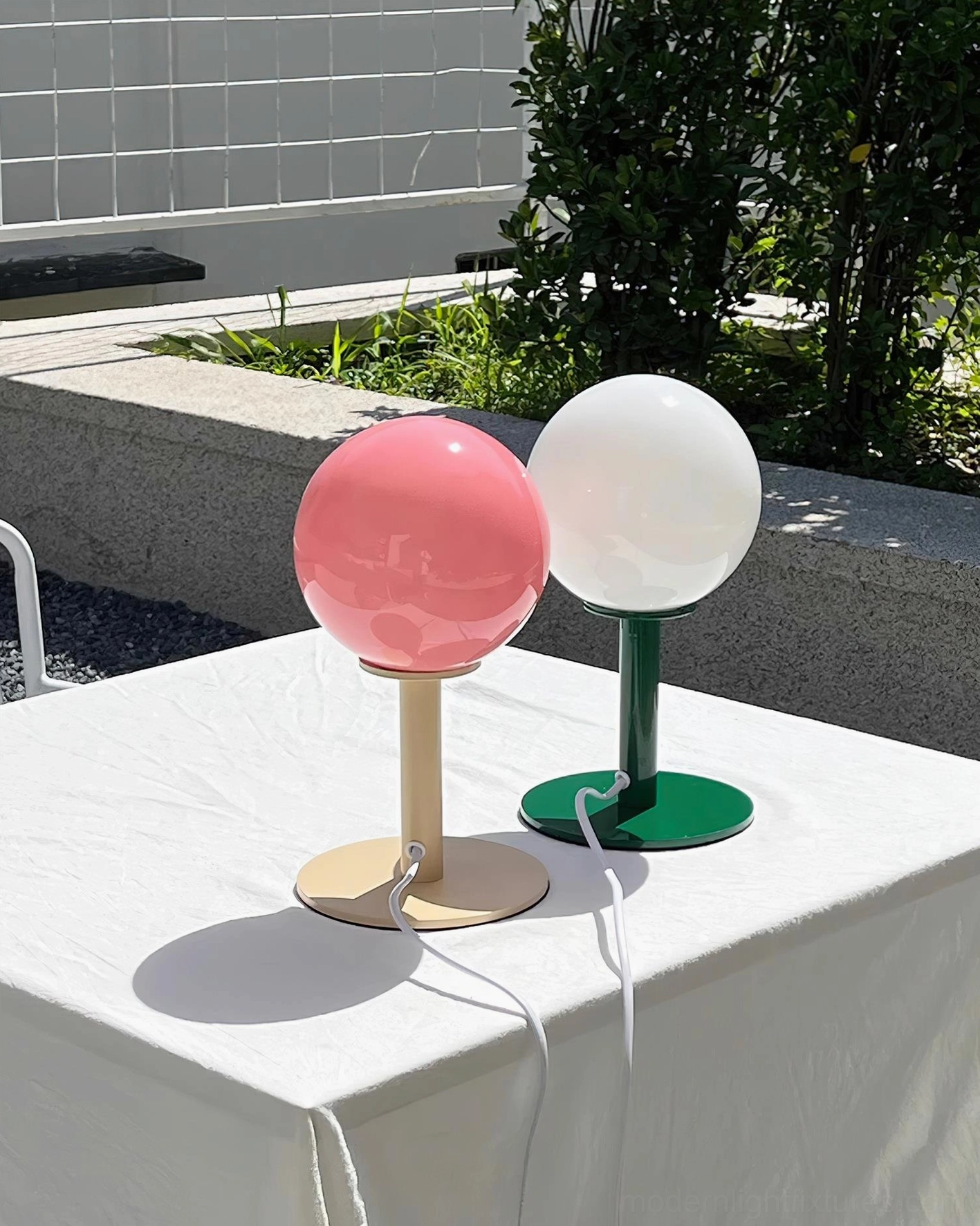 Modern spherical globe table lamp with minimalist metal base design bedroom nightstand lighting