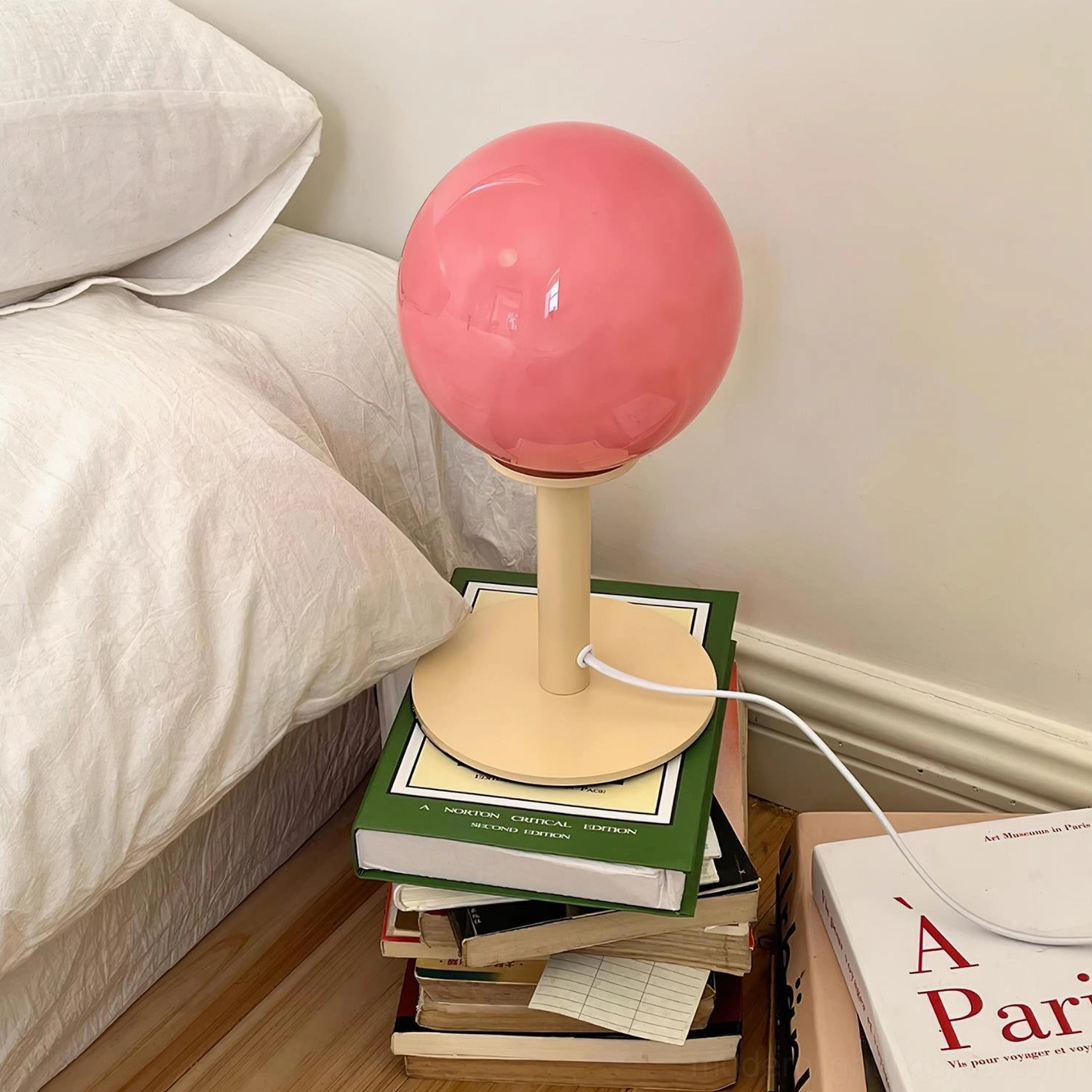 Globe table lamp with 59-inch cord and push button switch convenient on-off operation