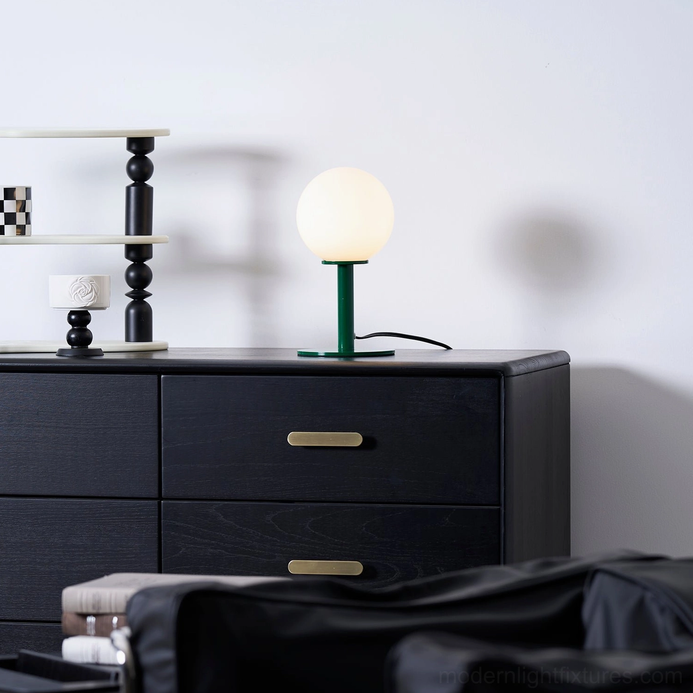 Mid-century modern globe table lamp with retro spherical shade and sleek minimalist base