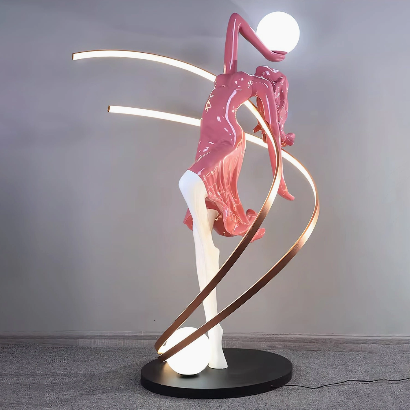 Goddess floor lamp in black pink and gold colorway bold statement design variant