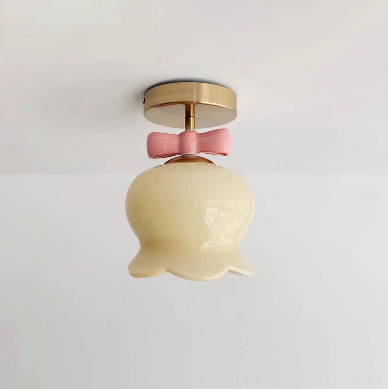 Gold and beige bell ceiling light fixture variant showcasing warm metallic finish with neutral beige glass shade combination