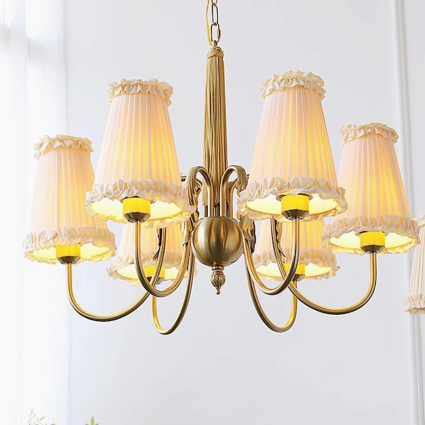 gold vintage chandelier transitional interior design style