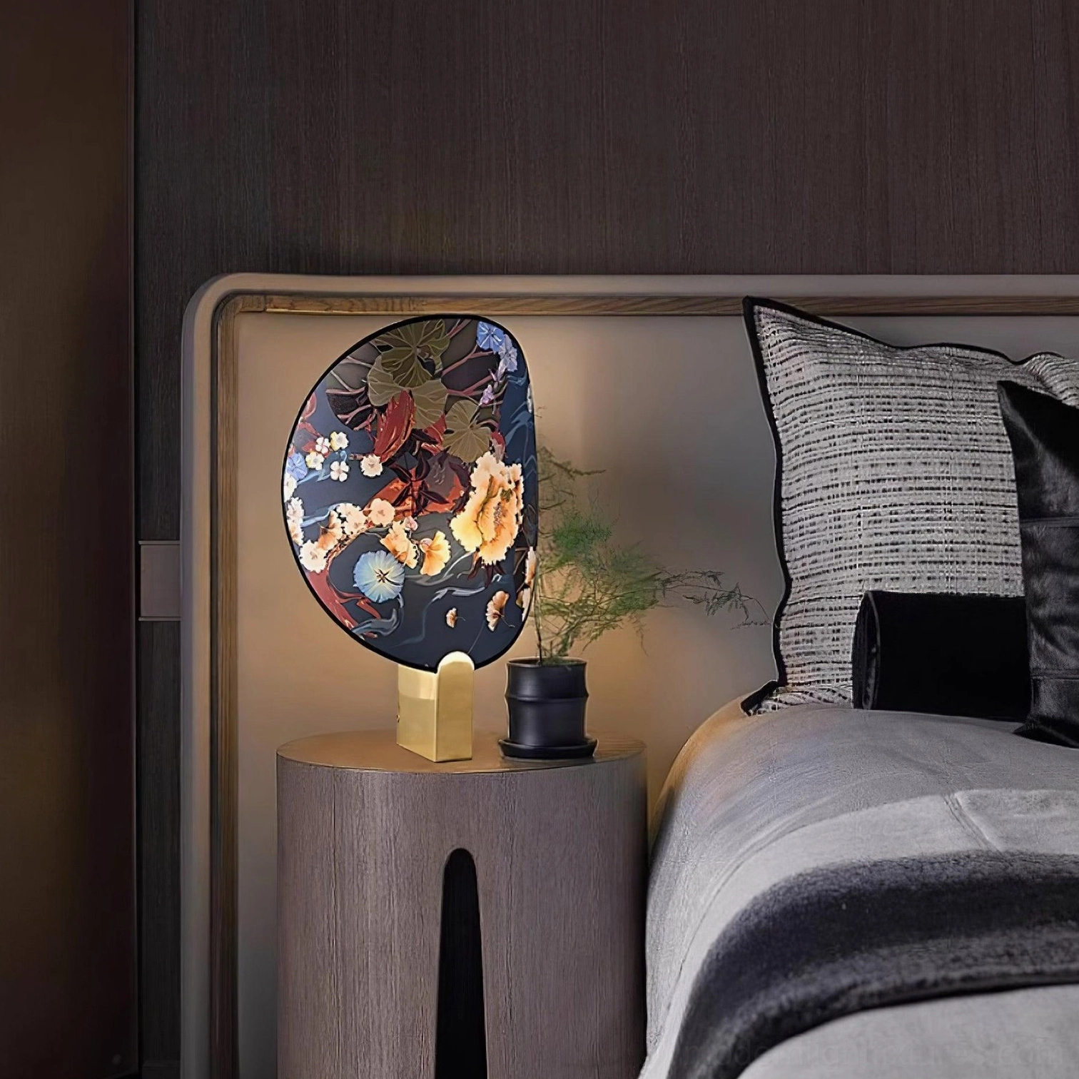Gothic ravens flowers decorative table lamp as focal point in vintage-inspired interior design