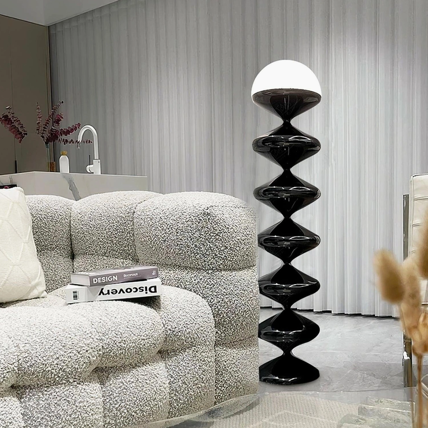 Gourd floor lamp upper section and acrylic diffuser design detail with LED technology