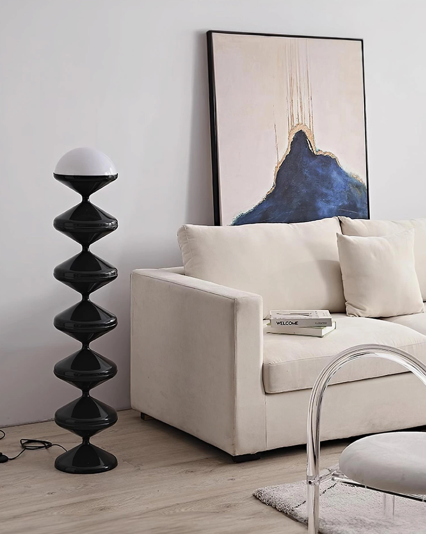 Contemporary black and white gourd floor lamp color options for different interior styles