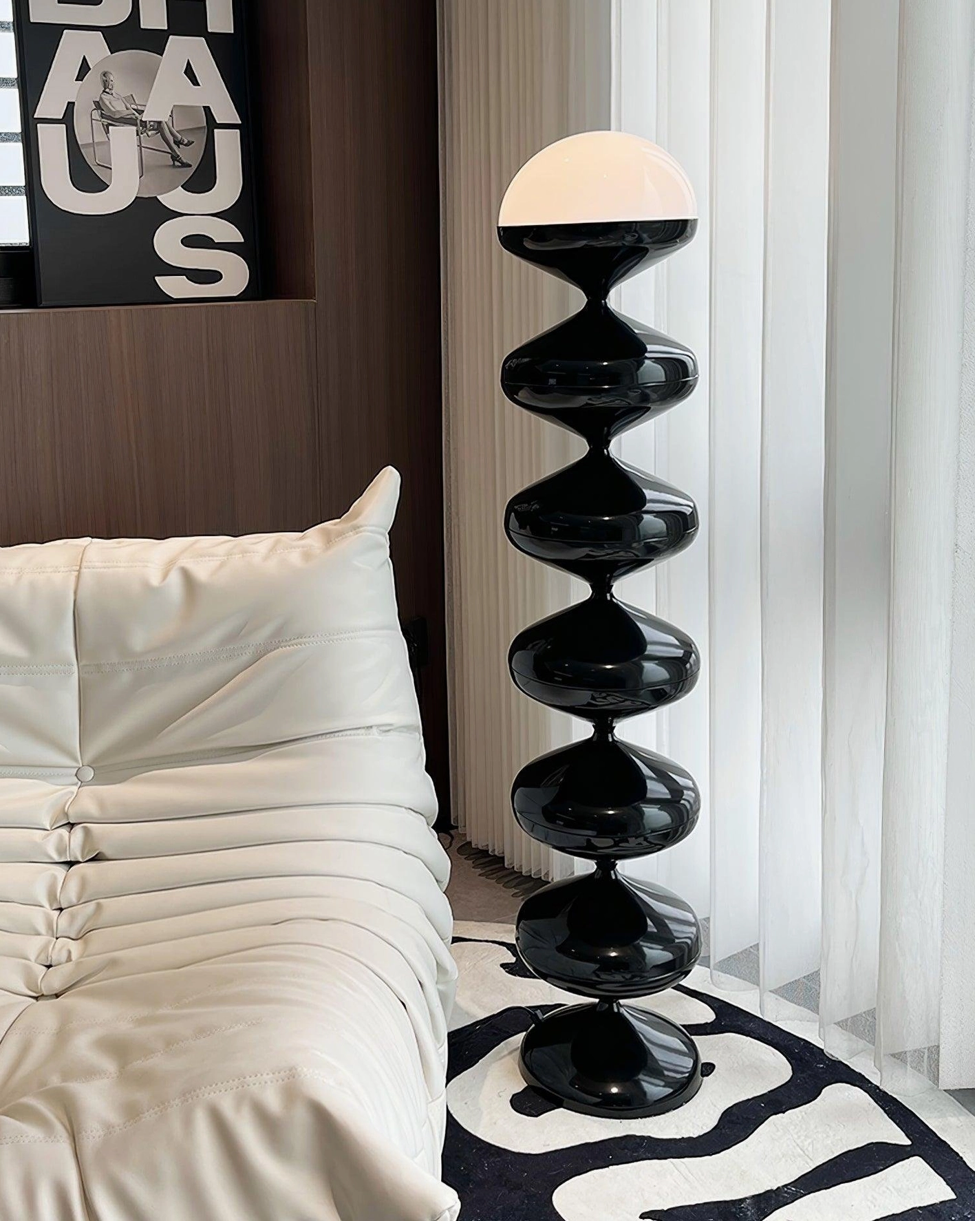 Modern gourd floor lamp integrated LED warm white lighting in residential interior space