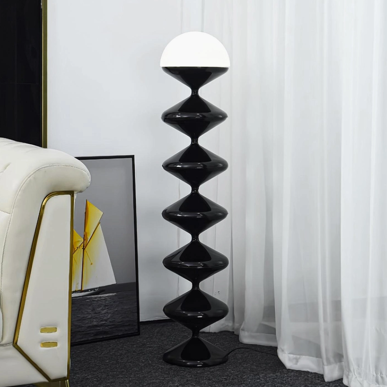 Contemporary gourd floor lamp matte finish dust resistant easy maintenance surface