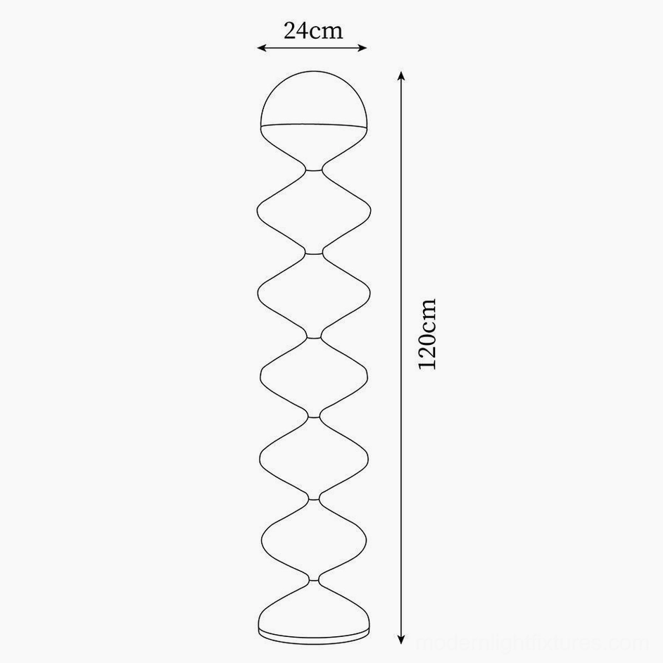Gourd floor lamp technical specification diagram showing dimensions height width measurements