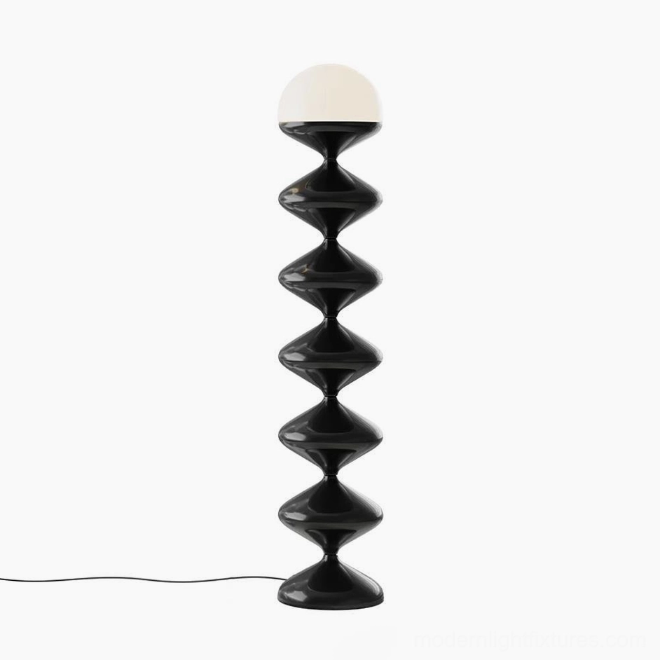 Sculptural gourd floor lamp creating ambient warmth 3000K color temperature residential space