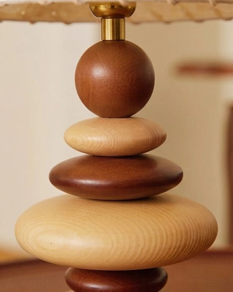 Grainelle wood table lamp size comparison showing 7.8 inch width and 15.7 inch height dimensions on typical furniture surface