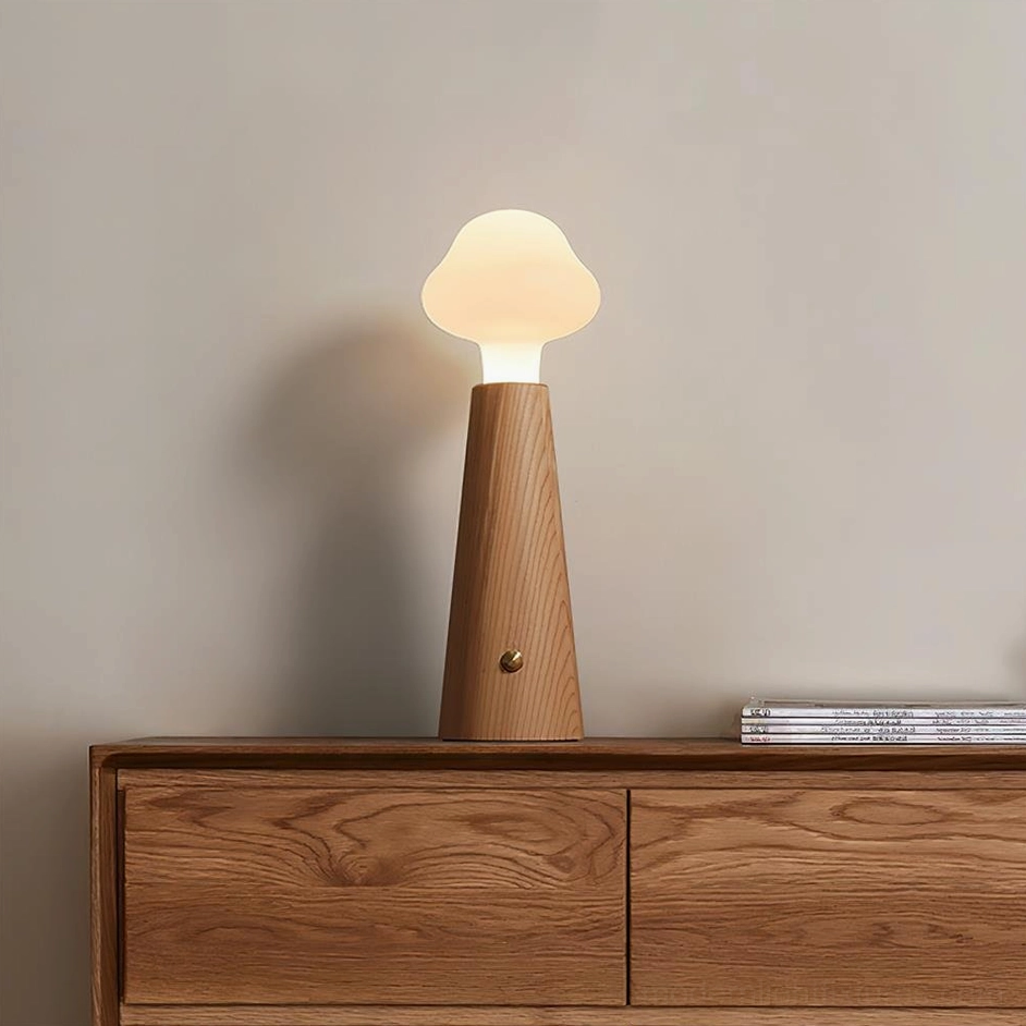 Light wood Granada cloud lamp with frosted shade contemporary design