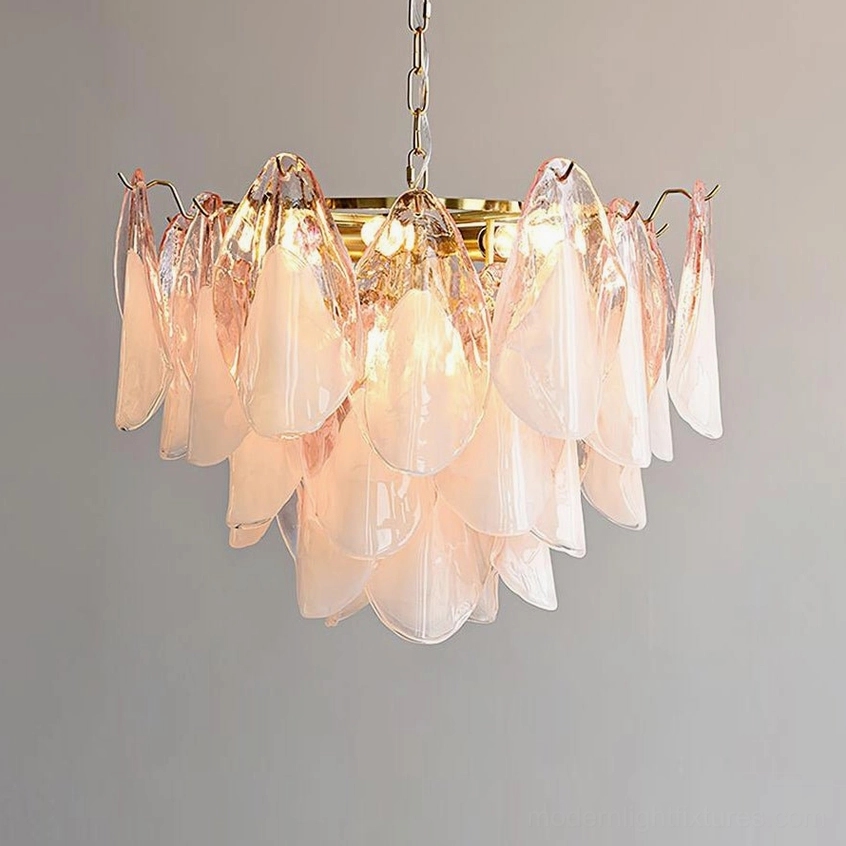 Grand statement botanical chandelier installation showing full scale and presence in modern space