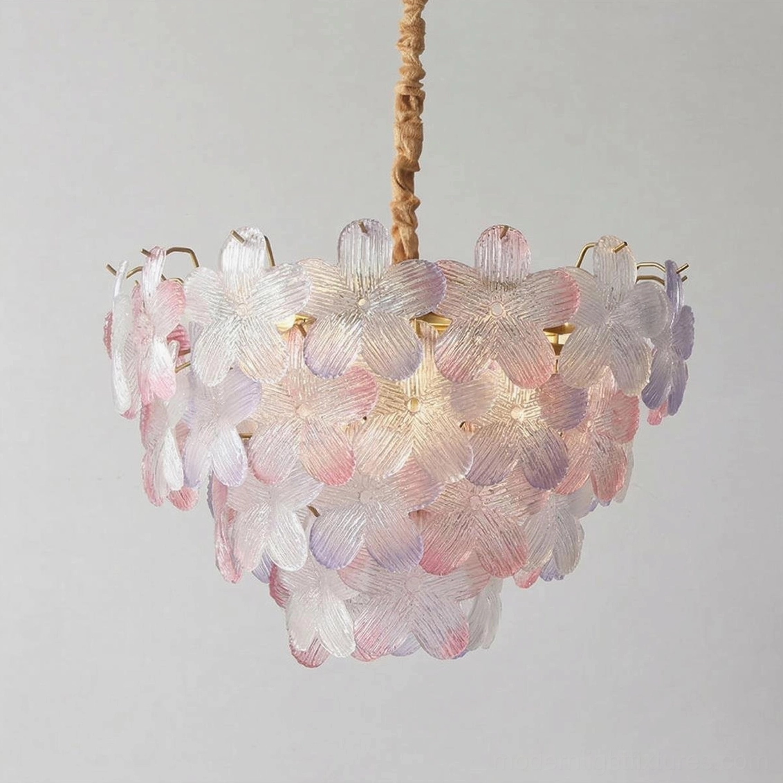 Grand size Treviso floral glass chandelier, blue and pink mixed color variant