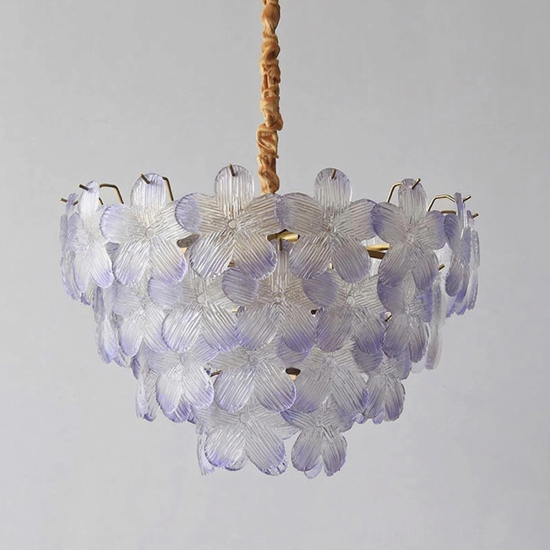 Grand Treviso floral glass chandelier in sky blue, large botanical 12-bulb model