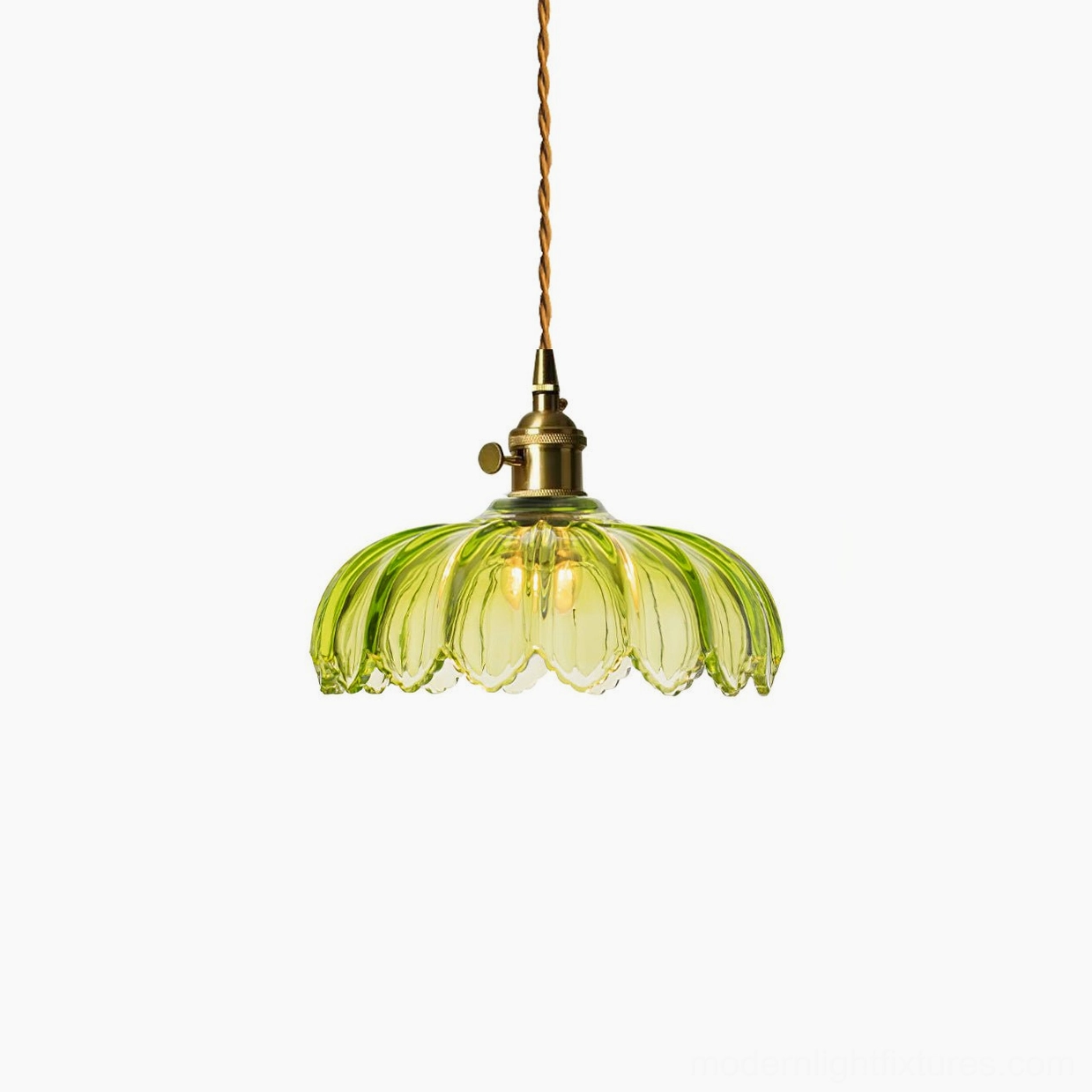 Green glass pendant lamp - 25cm large size variant in modern interior