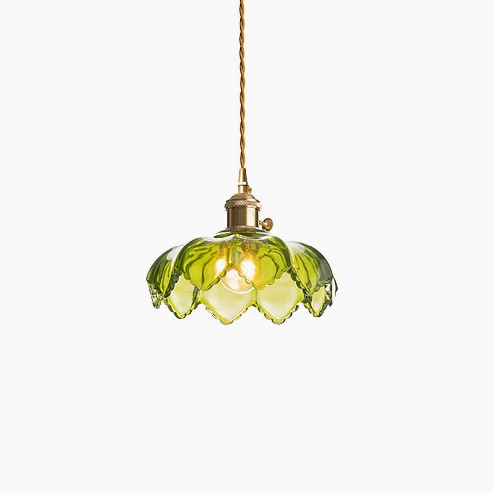 Chartreuse green glass pendant light - 20cm small size variant