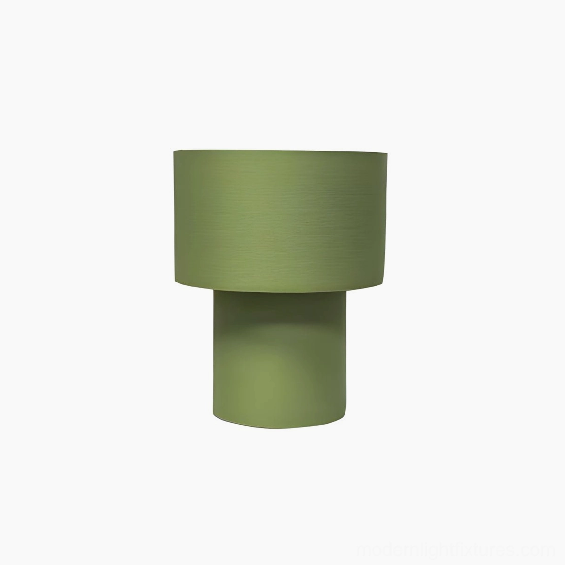 Solid green cylindrical latticefield fabric table lamp minimalist two-tier silhouette studio photography
