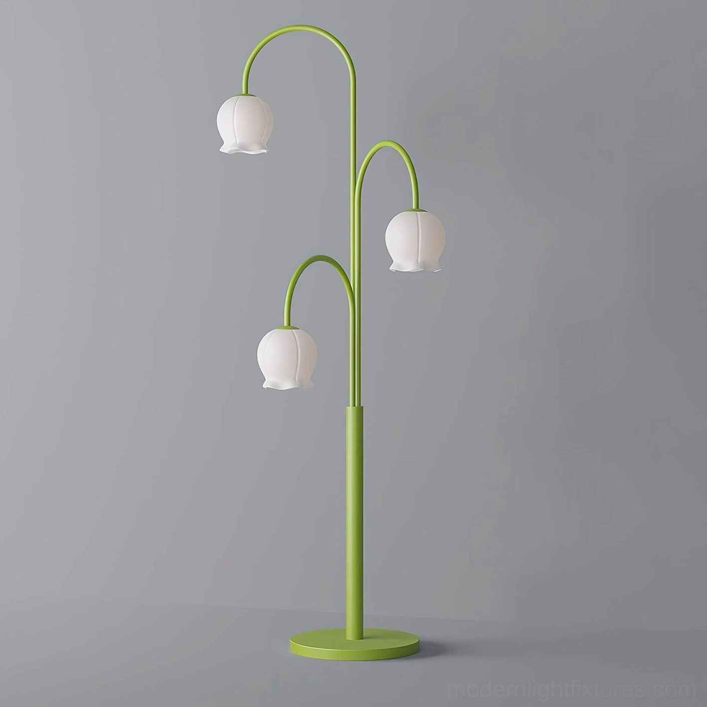 Green lily floor lamp full view showcasing pastoral botanical home decoration style