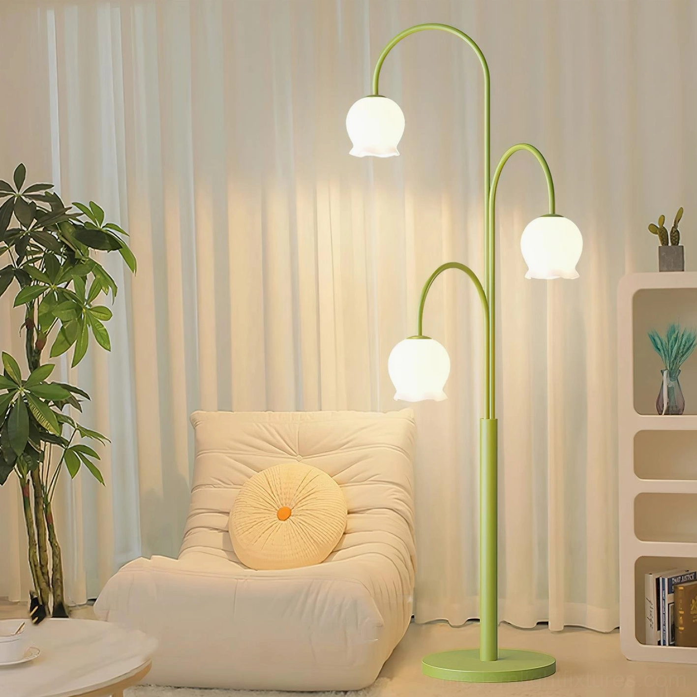 Pastoral green lily floor lamp natural botanical styling contemporary home décor
