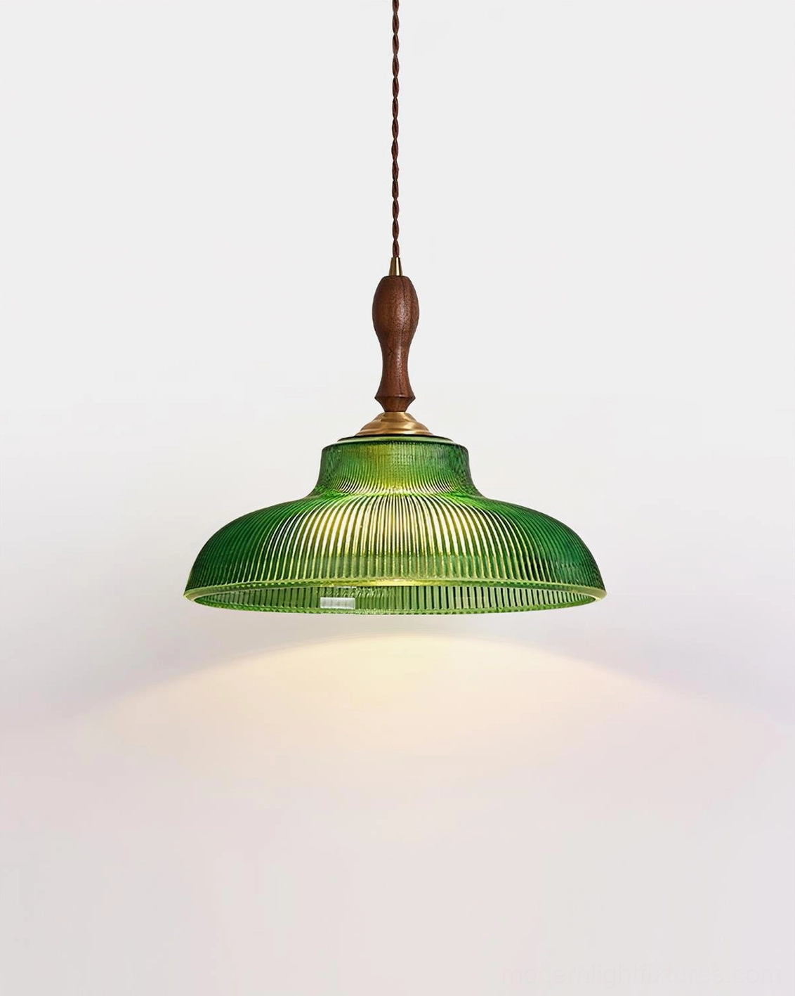 Vintage green ribbed glass pendant lamp artistic lighting effect in modern home interior