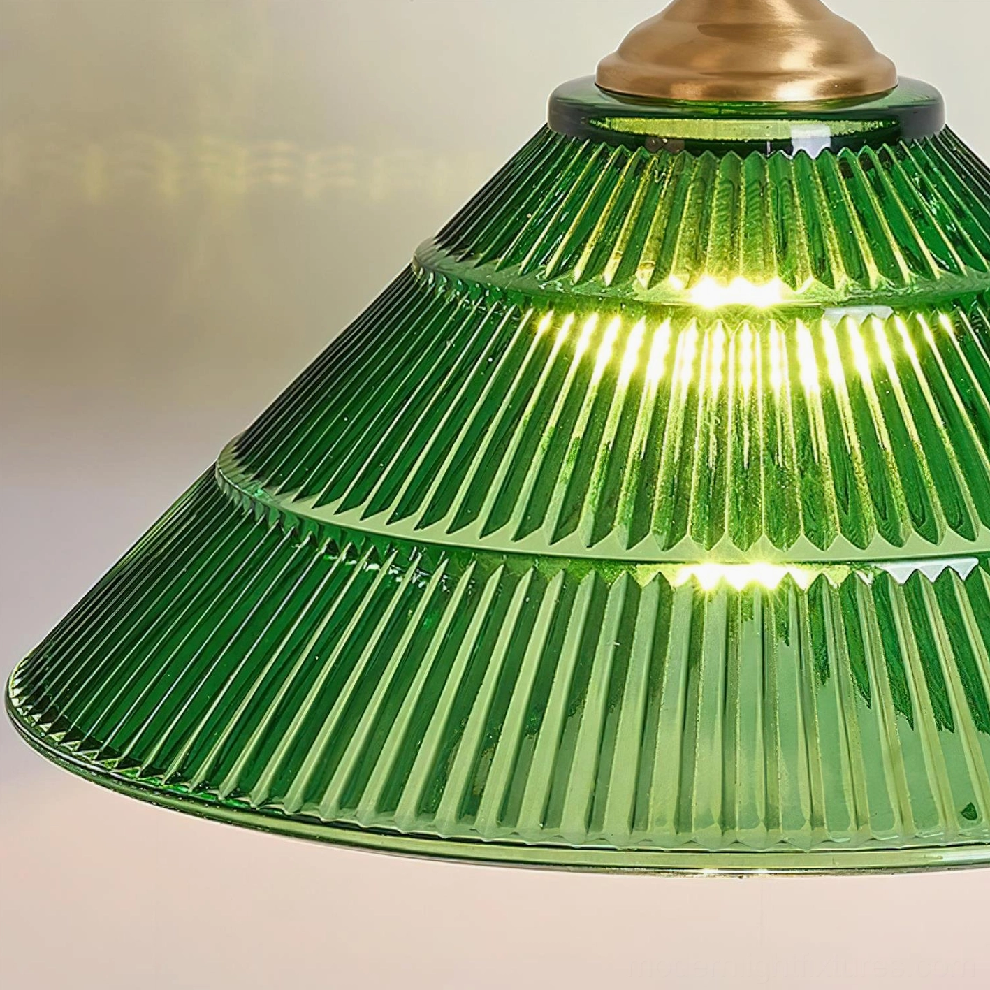 Vintage green ribbed glass pendant lamp eclectic interior design styling with mixed metals