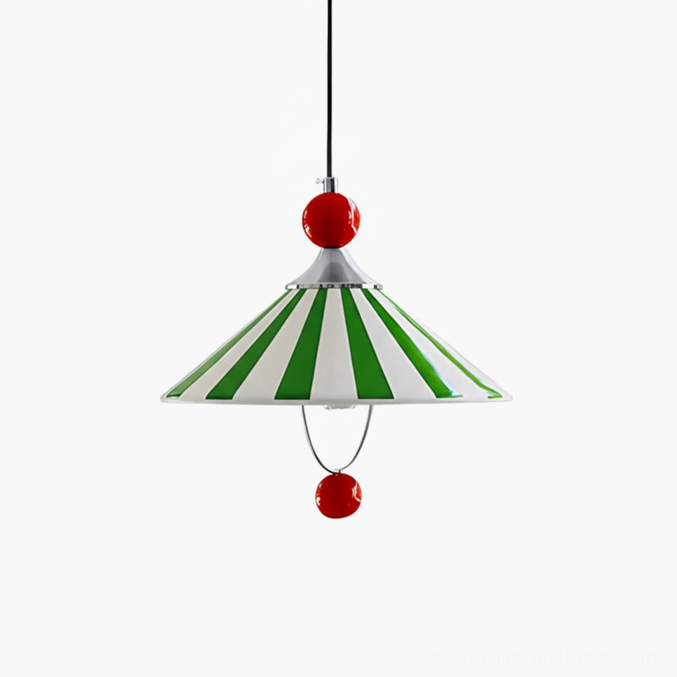 Green striped ceramic pendant light, mid-century modern color block hanging lamp with contemporary design