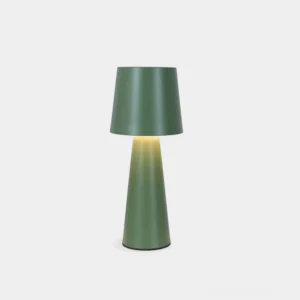 Gradient green matte ceramic tapered table lamp with minimalist Nordic design front view