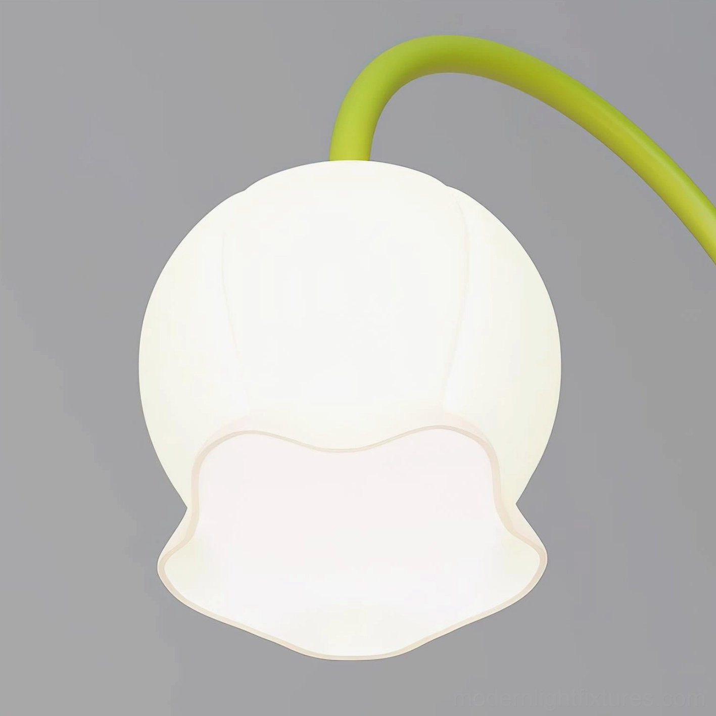 Contemporary lily floor lamp with green frame and white frosted glass shades