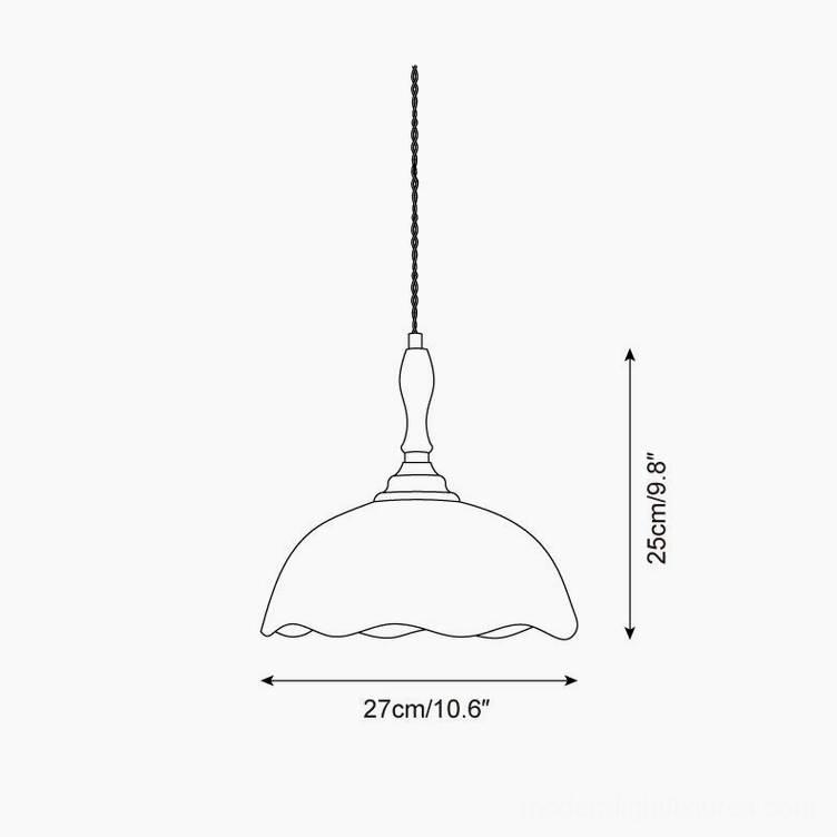 Grevia pendant lamp technical schematic drawing with dimensions 27cm width and 25cm height measurements